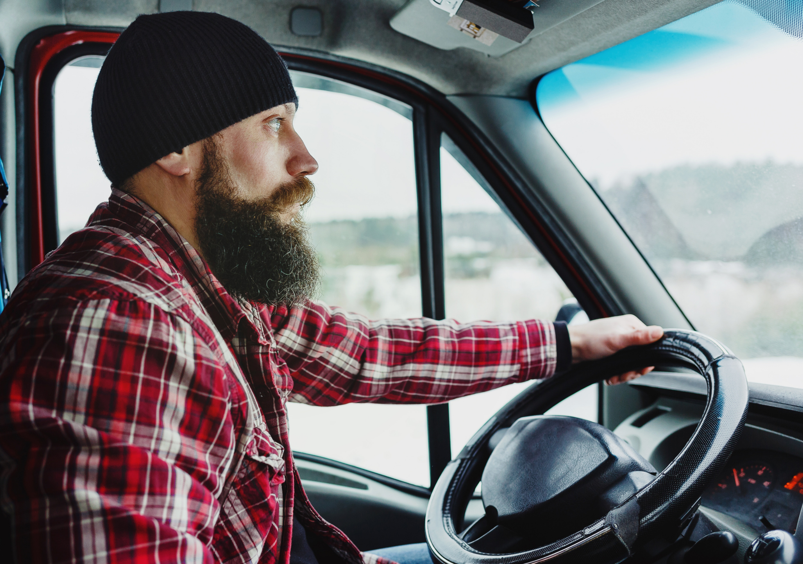 Truck Driver Beard. Driver rain